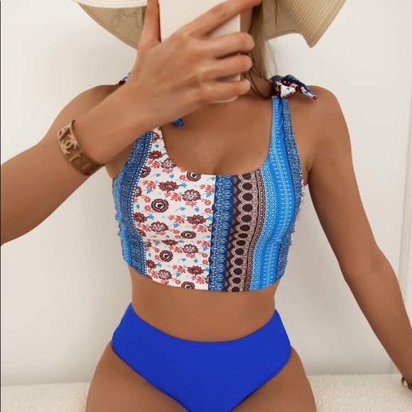 Emery Rose Other - SOLD OUT 🆑🤑(CLEARANCE) Mixed Pattern Blue Bikini Size XL (12).🆑🤑